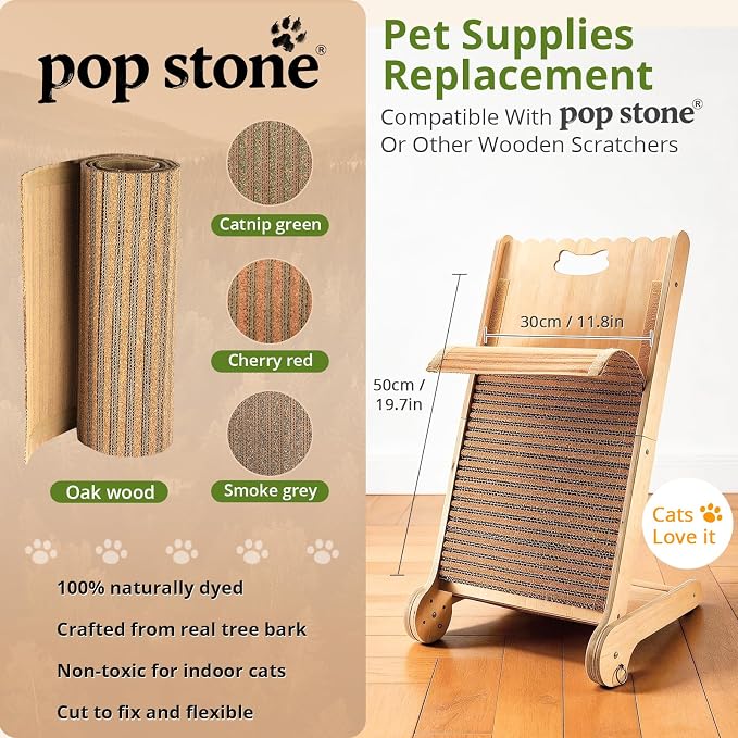 Natural Cork Cat Scratcher Mat with No Pre-Applied Adhesive, Bonus 118inch Hook-Loop Tape. Cat Scratching Toy DIY, Replacement for Cat Tree, Post, Ramp and Wall Shelves (Oak Wood, 39.4 x 11.8 Inch) - Image 3