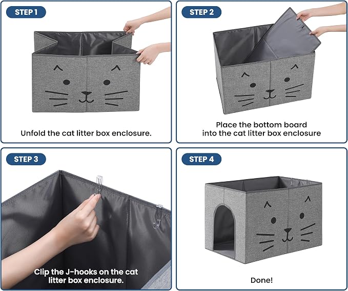 Dog Proof Cat Litter Box Enclosure, Gray | Side Arched Entrance, High-Sided, Waterproof, Cat Box Enclosure Splash Guard, Reduces Litter Scatter & Urine Spray - Image 6