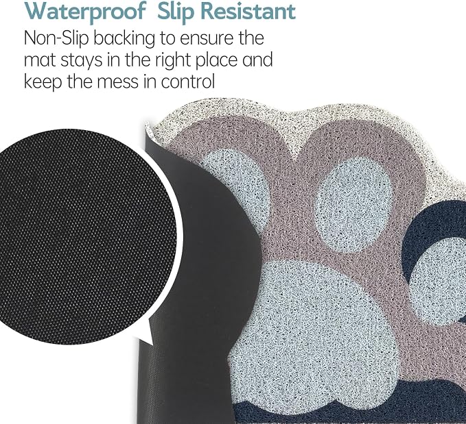 Cute Cat Litter Mat 24”x16”, Litter Box Mat, Litter Trapping Mat, Soft on Kitty Paws, Easy Clean, Anti Slip, Pet Accessories, Door Floor mats - Blue Grey60*40 - Image 5