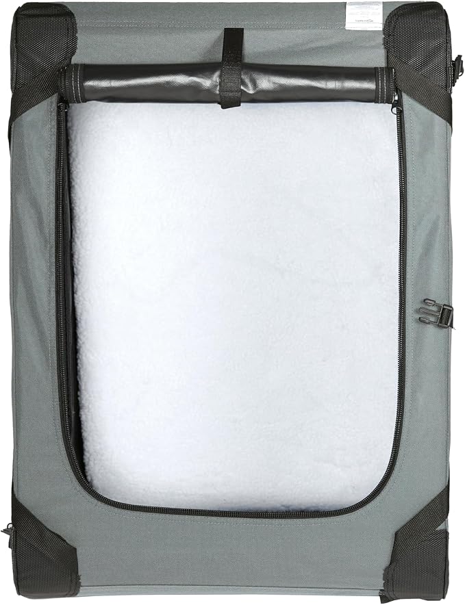 Amazon Basics 4-Door Portable Folding Soft Dog Crate, Collapsible Travel Kennel for Cat, Dog, and Other Small Animals, Pop Up with Easy Transportation, Grey, M 30" x 21" x 21" - Image 6