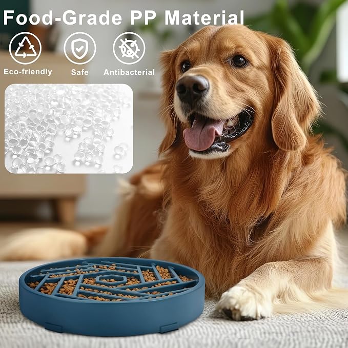 TOBYTO Slow Feeder Dog Bowls Large Medium Breed,Anti-Choking Slow Eating Dog Food Bowl,Non Slip Pet Slower Food Feeding Bowls Large Puzzle Slow Feeder Bloat Stop Maze Dog Dishes,Dark Blue - Image 2