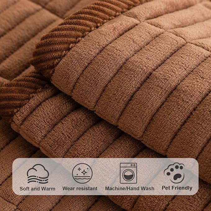 Velvet Washable Dog Couch Cover, Non-Slip Waterproof Pet Sofa Protector for 2-3-Cushion Sectional, L-Shaped Sofa & Loveseat, Machine Washable(1PC/27.6"x70.9",Brown) - Image 4