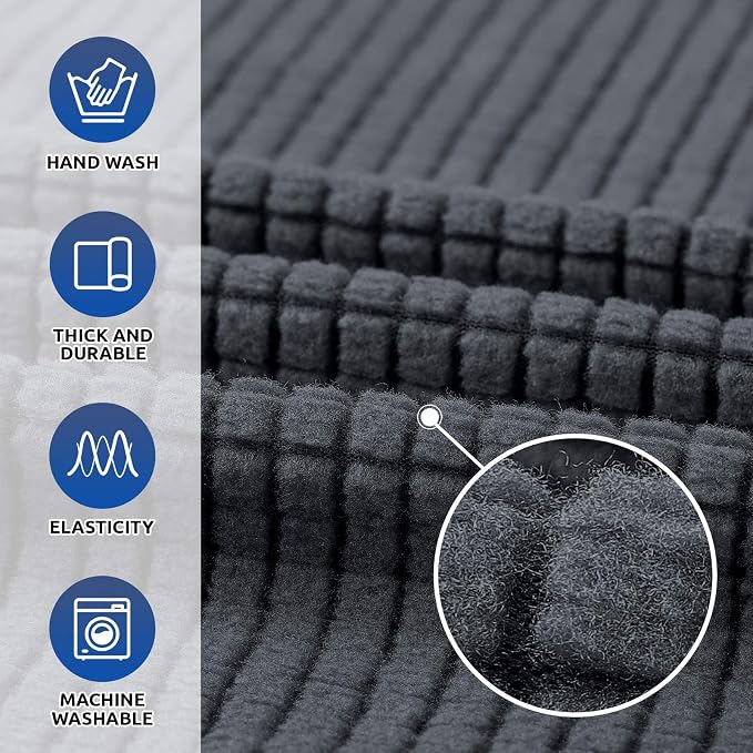 KEKUOU Stretch Chair Sofa Slipcover, Single Couch Cover,Charcoal | 1-Piece Washable Sofa Cover,Pet Friendly (31"-55") Furniture Protector Soft Jacquard Elastic Bottom for Dogs & Kids - Image 3