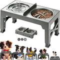3-in-1 Elevated Slow Feeder and Water Bowls for Dogs, 4 Height Adjustable Raised, Separate Dry and Wet Areas, Prevent Water Overflow, Foldable Pet Bowl by Unknown