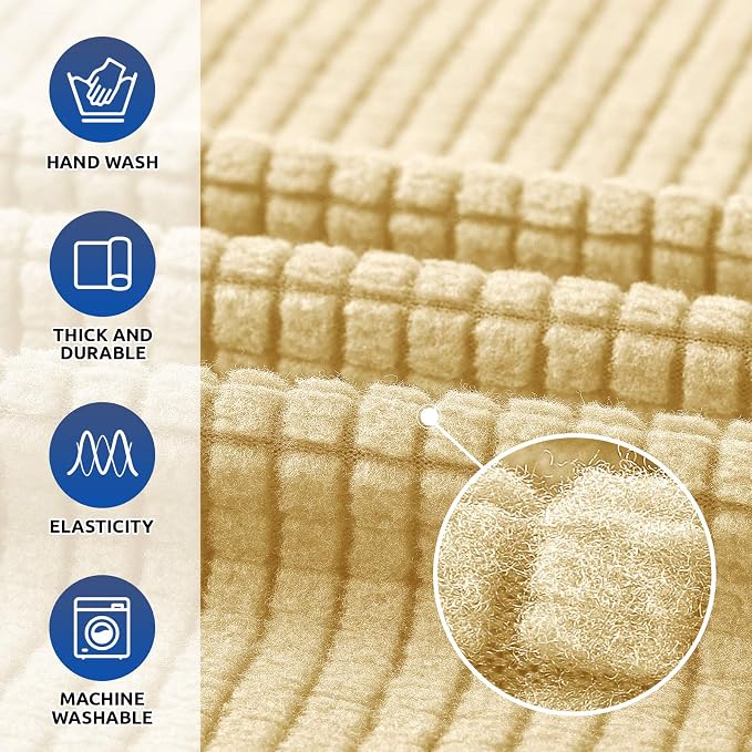 KEKUOU Stretch Chair Sofa Slipcover, Single Couch Cover,Champagne | 1-Piece Washable Sofa Cover,Pet Friendly (31"-55") Furniture Protector Soft Jacquard Elastic Bottom for Dogs & Kids - Image 3