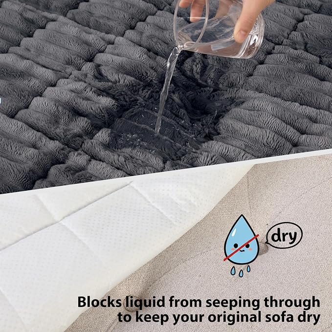 Fixwal Waterproof Flannel Dog Couch Cover, 27.6" x 27.6", Dark Grey | Integrated TPU Barrier, Non-Slip Backing, Machine Washable, Pet Friendly, Easy Clean Pet Hair, Soft Sofa Cushion Protector - Image 4