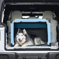 JOYTUTUS Collapsible Dog Crate, 32 Inch Portable Pet Crate for Car, Travel Dog Kennel Foldable Dog Crate for Large Dog 50lbs, Soft Cat Carrier Fit for Indoor & Outdoor/Trunk (Blue) by JoyTutus