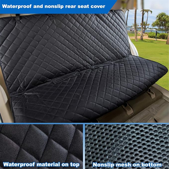 VIEWPETS Bench Car Seat Cover Protector, Waterproof Heavy-Duty, Black | Nonslip Dog Back Seat Cover Protect from Mud, Spills, Scratches, Machine Washable, Universal Fit for Vehicles, Trucks&SUVs - Image 5
