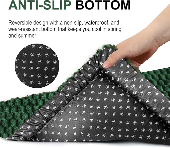 Dog Bed Crate Mat, Soft Durable Washable Anti-Slip Kennel Pad for Dogs & Cats, Reversible (Dark Green, L(35"*23"*1.5")) - Image 8