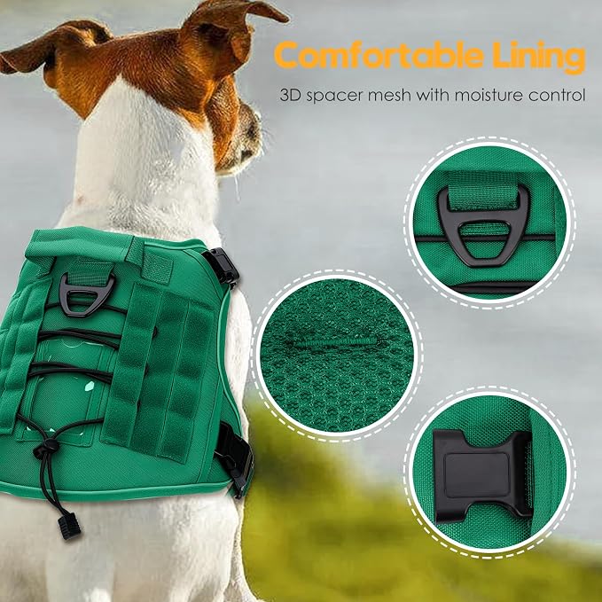 Heavy-Duty Tactical Dog Harness for Large Dogs, No Pull Adjustable Reflective Pet Vest with Molle System, K9 Military-Grade Control for Service Training, Outdoor & 10+ Breeds, Turquoise, X-Large - Image 2