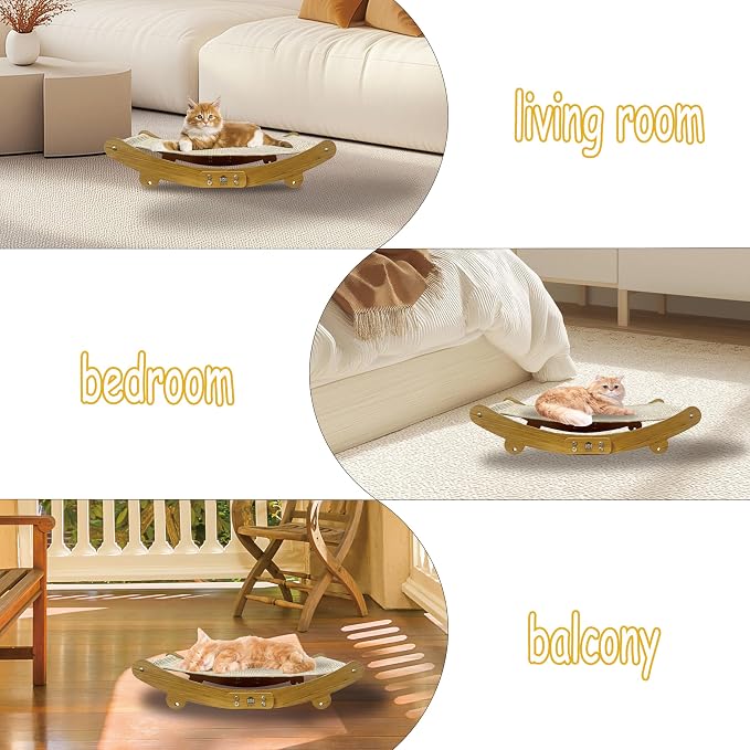 Sisal Cat Scratching Pad, 2 pcs Nartural Sisal Mats, Scratcher Lounge Rocking Beds and Fixed Beds 2-in-1 Cat Hammock - Image 5