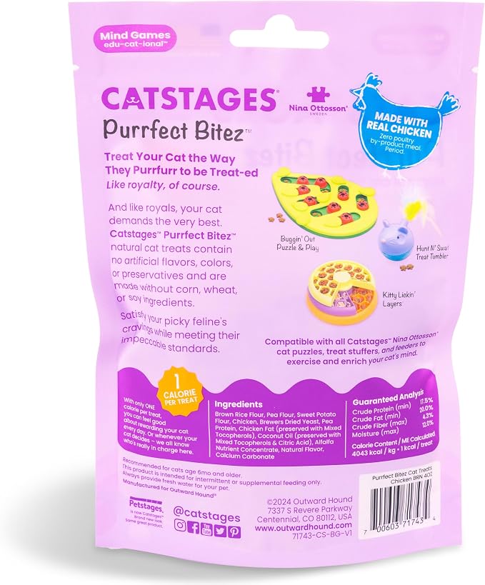 Catstages by Nina Ottosson Purrfect Bitez Natural Crunchy Cat Treats for Puzzles, Toys, Feeders, & Training, USA-Made, Real Chicken Flavor, 4oz - Image 5