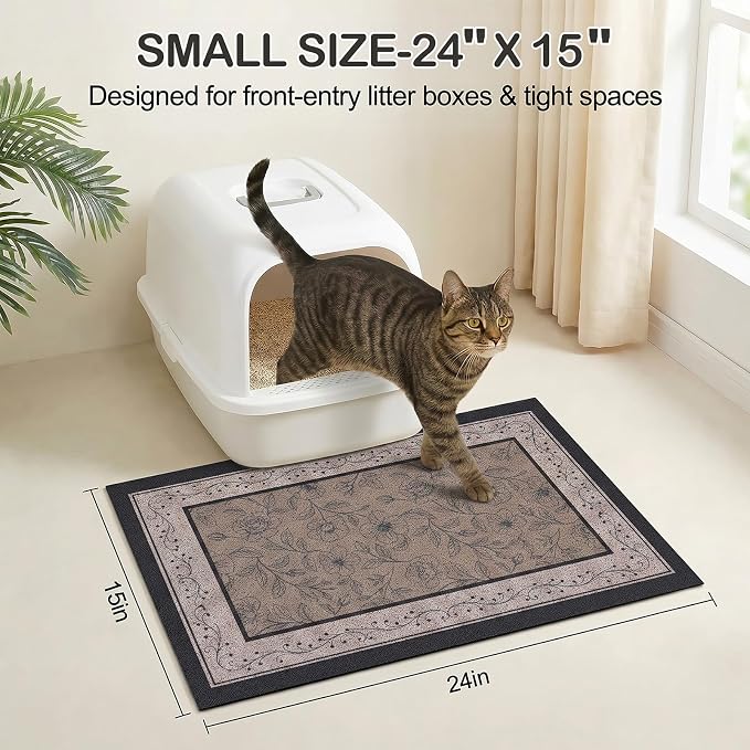 Glittme Cat Litter Mat, 24"x15" Non-Slip Washable Trapping Mat for Cats | Litter Trapping Mat With Thick PVC Coil To Catch Scatter, Soft On Paws And Waterproof Bottom To Protect Floors - Image 6