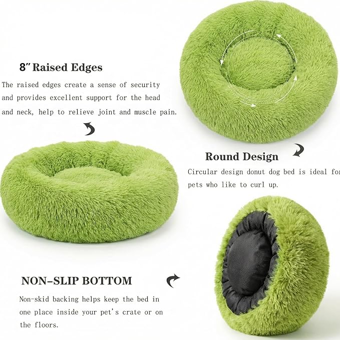 nononfish Cozy Donut Dog Bed,Plush Round Calming Pet Bed | Cozy round donut pet bed designed for comfortable daily sleeping. - Image 5