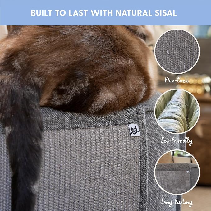The Cat Ladies Cat Scratch Furniture Protector Mat - Couch Protector from Claws - Anti Scratch Furniture Protectors from Cats Scratching - Sisal Scratcher Pad - Dark Grey - Image 5
