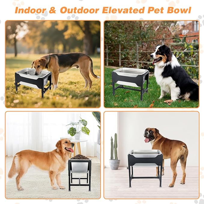 3 Gallon Elevated Dog Water Bowl, Raised Stand for Large Dogs | 4 Adjustable Heights, 9.65-15.16 in Stand, 3 Gallon Bowl, 14 x 10.6 x 5.9 in Size, Indoor Outdoor Use, Easy to Clean - Image 8