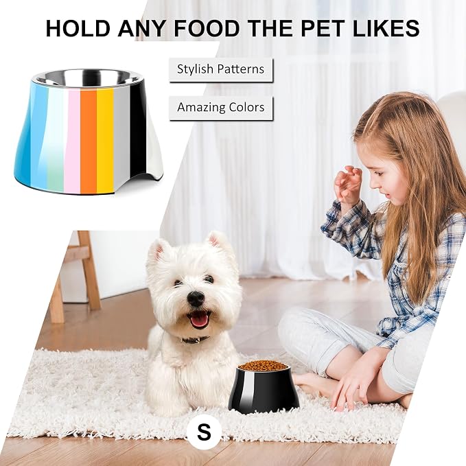 Dog Bowls,Cone Friendly Non Slip Single Dog Bowl with Stainless Steel Inner, Raised Bowls for Small Dogs Spaniel Dogs Long Ear, High Capacity, S/1 Cup Black - Image 6