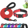 Dynmeow Reflective Dog Collar and Leash Set for Medium Dogs, Red | Soft Neoprene Padded, 6FT Climbing Rope, Ideal for Daily Outdoor Walking or Indoor Wearing, Night Visible for Safety by Dynmeow