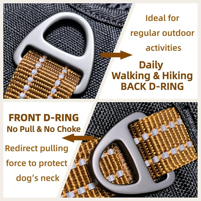 No Pull Reflective Dog Harness, 2 Zinc Alloy D-Rings Escape Proof Vest with Thickened Handle, Breathable 300D Polyester Mesh for Small Medium Large Dogs - Image 4