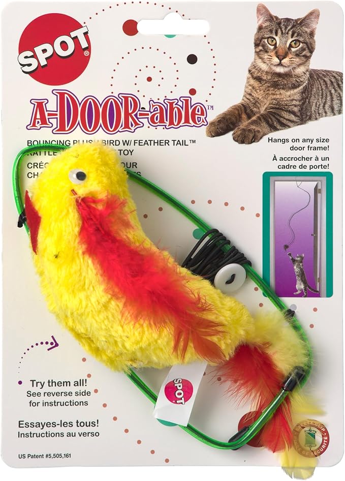 SPOT A-Door-Able Plush Bird Cat Toy | Rattle and Catnip Cat Toy Provides Hours of Entertainment for Your Cat | Hangs on Any Size Door Frame by SPOT