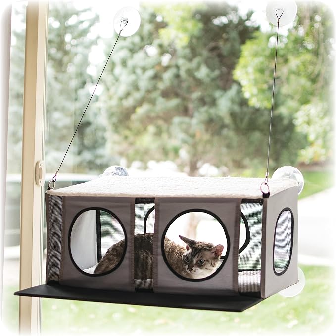 K&H Cat Window Perch, EZ Mount Window Penthouse Kitty Sill, 23x19in, Gray by KHPetProducts