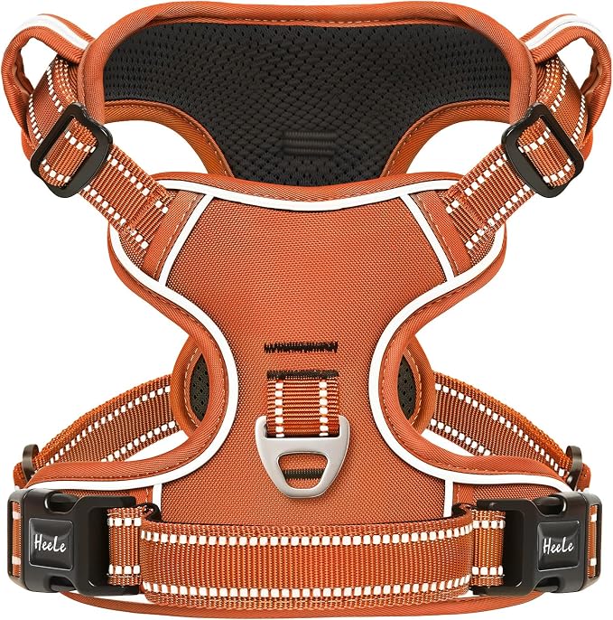 HEELE Dog Harness for Small Dogs No Pull Dog Vest Harness for Small Dog with Soft Padded Handle Reflective for Outdoor Training, Pumpkin Orange, S | Soft Breathable Padded Pet Vest, No Pull No Choke, Adjustable 2 Metal Rings for Outdoor Walking Training by HEELE