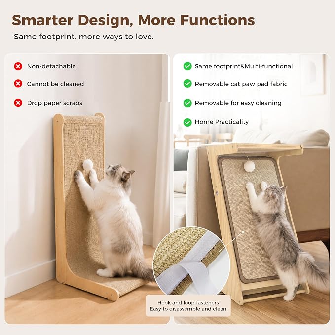 Cat Scratching Post Z-Shaped Cats Scratcher Side Table for Couch Sofa | Protector for Cat Claws, Removable Sisal,Wooden Frame, Durable Scratching board for Indoor Cats - Image 4