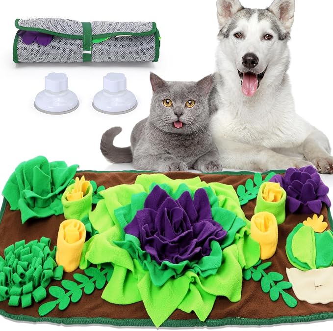 CiyvoLyeen Snuffle Mat for Small & Medium Dogs and Cats, 30.7''x 15.7'' Dog Feeder Puzzle Enrichment Game, Slow Eating Feeding Mat, Foraging Mat for Rabbit, Pig, Stress Relief Puppy Gift for Pet Lover by CiyvoLyeen