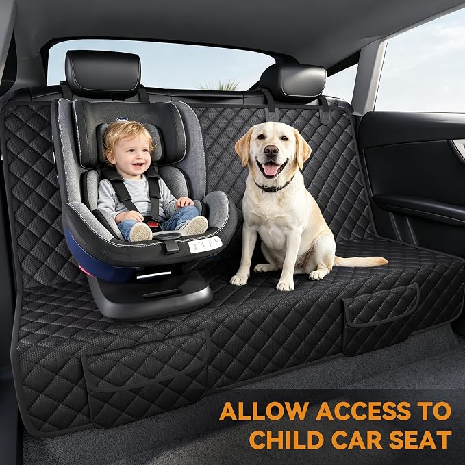 PETICON Dog Car Seat Cover for Back Seat, Rear Bench Seat Cover for SUVs | Waterproof Oxford, Side Flaps, Fits Tacoma/Grand Cherokee/Explorer/Ranger/Colorado, Velcro Openings for Child Seat Access - Image 3
