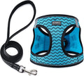 Dog Harness with Leash Set, Step-in Adjustable Puppy Pet Vest,Blue Stripe L | Lightweight Breathable Air Mesh, Night Safety Reflective, No Pull Puppy Vest Harnesses for Small Medium Large Dogs, Cats by BOOMIBOO