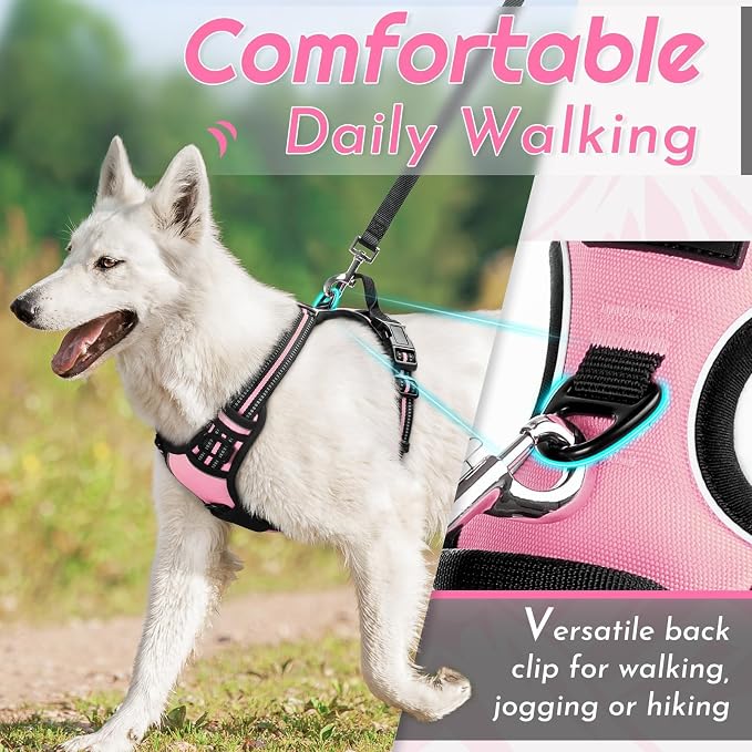 Eagloo Dog Harness for Small Dogs, No Pull Pet Vest with 2 Leash Clips | No Choke with Handle, Adjustable Comfort Fit, Reflective Strips, Easy Walking Control, Pink, Small - Image 4