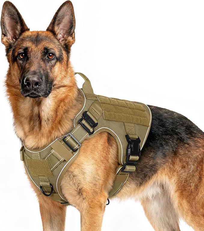 rabbitgoo Tactical Dog Harness X-Large, Heavy Duty Military No Pull Vest | Sturdy Metal Buckles, 5 Adjustments, Molle System, Powerful Pullers for Training, Hunting, Outdoor, Brown Reflex, X-Large by rabbitgoo