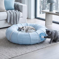 Ice Silk Cooling Cat Tunnel, 39.4in Multi-Cat Family Cat Tube, Blue | Breathable Thin Cat Play Tunnel, Lockfill Cotton Pad Included, Waterproof & Anti-Static, Ideal Summer Cat Toy by BUMUBI