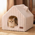 FUKUMARU Cat Bed Cave, Enclosed Washable Covered Dog Bed with Support Frame | Large Cat House for Indoor Cats, Cozy Cat Hideaway for Anxious Cats, Soft Plush Faux Fur Cat Tent Bed, Non-Slip Bottom by FUKUMARU