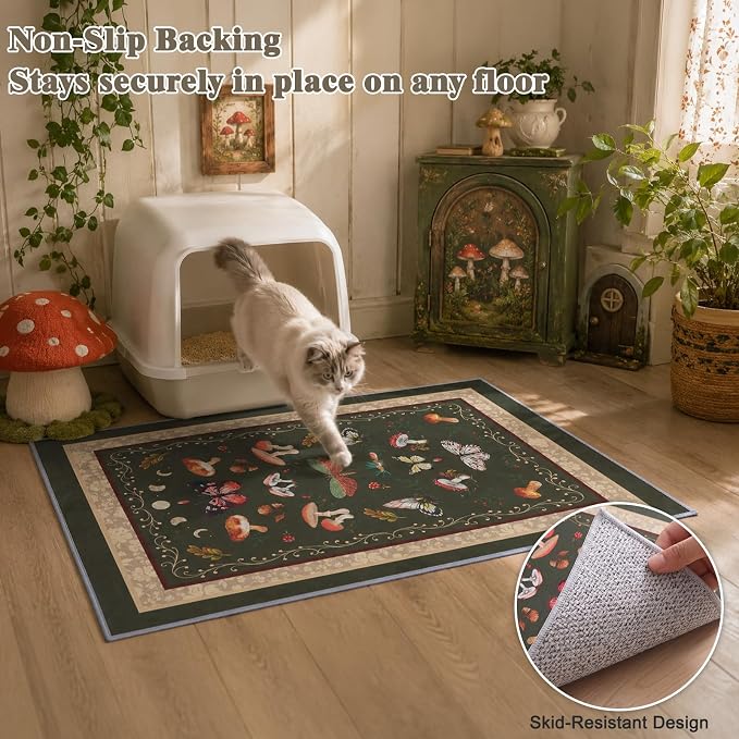 Bienbee Cat Litter Mat, 2 Pack 33" x 22" Machine Washable for Litter Boxes | Cat Litter Rug with Waterproof Backing, Non-Slip Grip and Soft On Kitty Paws to Catch Litter and Protect Floor - Image 3