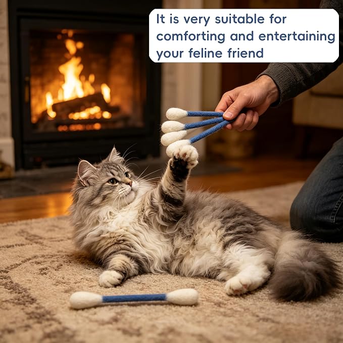 Giant Qtip Cat Toy, Cotton Swab Cat Toy with Catnip, Interactive Cat Toys for Indoor Cats, Catnip Toys, Cat Chew Toy – 6 Pack for Indoor Boredom Relief (Blue) - Image 5