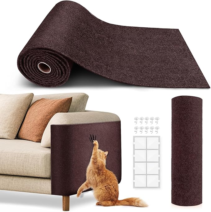 VIVOYAN 78.7"x15.8" Cat Scratch Mat,Trimmable Self-Adhesive Carpet,DIY Climb Cat Scratcher for Cat Couch Furniture or Wall Protector,Covering Cat Tower,and Replacement Pads (Brown) by VIVOYAN