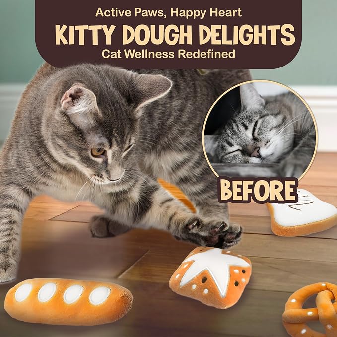 SunGrow Catnip Buns, Physical and Mental Enrichment Instruments for Felines, for Cat Entertainment and Relaxation, Cute Bread-Shaped Stuffed Companions, Soft Flanellete Material, 6 Pieces per Pack - Image 6