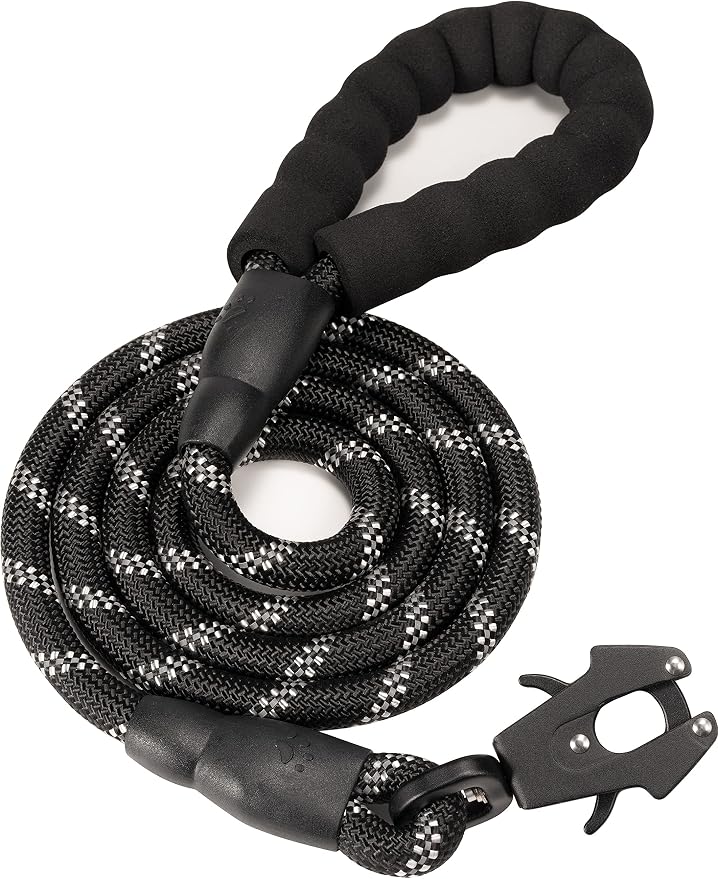 GEIT Heavy Duty Dog Leash with Frog Clip for Small Medium and Large Dogs | 2/4/5/6FT Rope Leashes,Reflective Nylon Pet Lead,Aluminum Quick Release/Locking Tactical Frog Clip,Comfortable Padded Handle by GEIT