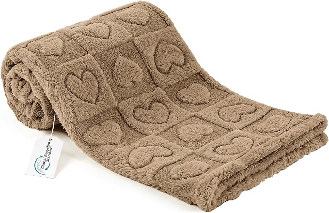 gogobunny Large Pet Blanket for Dogs Cats, Ultra Soft 300GSM Coral Fleece Washable Furniture Protector for Couch Bed Car Seat, Calming Crate Mat Blanket for Large Breeds, Brown, 60x80IN by gogobunny