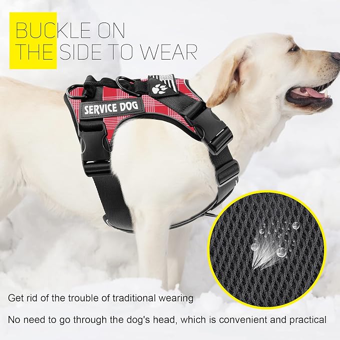 Service Dog Harness, Reflective Dog Vest Harness with 5 PCS Patches, Adjustable Soft Oxford Pet Harness, Inner Layer Mesh, Easy to Control for Dogs - Image 5