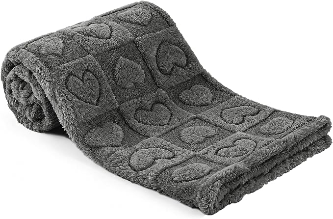 gogobunny Pet Blanket for Dogs Cats, 300GSM Ultra Soft Coral Fleece Blanket, Washable Small Dog Cat Blanket, Calming Crate Mat, Furniture Protector for Couch Bed Car Seat, Grey, 30x40IN by gogobunny