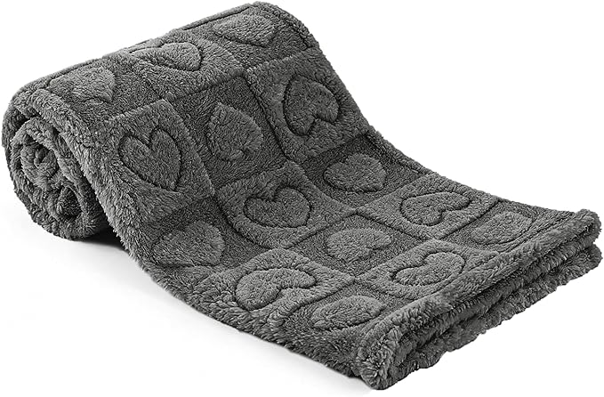 gogobunny Large Pet Blanket for Dogs Cats, Ultra Soft 300GSM Coral Fleece Washable Furniture Protector for Couch Bed Car Seat, Calming Crate Mat Blanket for Large Breeds, Grey, 40x50IN by gogobunny