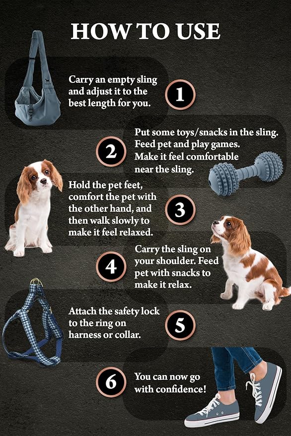 Noah & Paw Dog Sling Carrier for Small Dogs 5-18lb, Dog Sling for Small Dogs and Cats, Dog Carrier with Adjustable Padded Strap, Premium Twill, Lined with Fur, Double Safety Feature, Machine Washable - Image 6