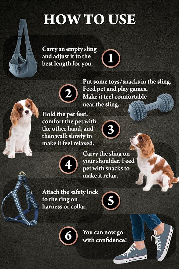 Noah & Paw Dog Sling Carrier for Small Dogs 3-10lb, Dog Sling for Small Dogs and Cats, Dog Carrier with Adjustable Padded Strap, Premium Twill, Lined with Fur, Double Safety Feature, Machine Washable - Image 6