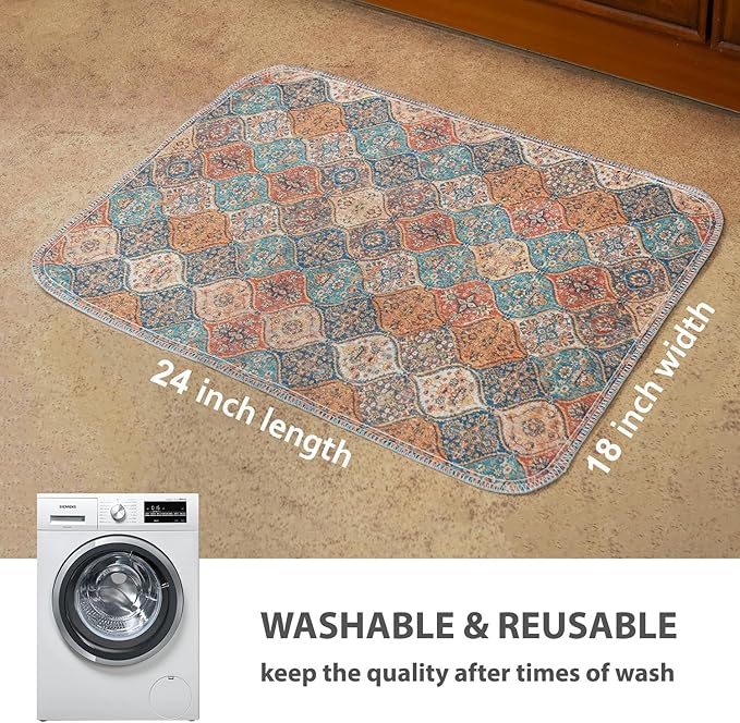 nunubaby Washable Pee Pads for Dogs, Stylish, Non-Slip and Leak-Proof Pee Mat. Ultra-Absorbent Reusable Potty pad for Crates and Floors.(Cream/Multi, 18" x24" ) - Image 4