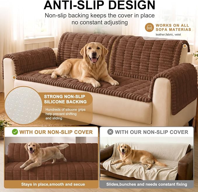 Smiry Couch Cover for Dogs, Non Slip Washable Sofa Protector for Pets | Soft Furniture Cover for Leather & Fabric Couches, Cozy Protect Against Fur, Dirt & Messes, Pet Friendly, 27.6"x88" - Image 10