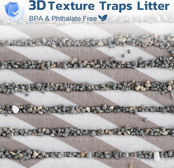 Cat Litter Mat, 40"x25" Jumbo Foam Litter Box Mat | Extra Large Coverage, Soft on Paws, Trimmable Design, BPA-Free Foam, Leak-Proof, Machine Washable, Beige Geo - Image 5