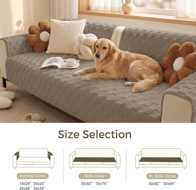 Foxdecor Couch Cover for Dogs Sofa Covers Non Slip Couch Pad Pet Friendly | Pet Couch Covers Washable Sofa Protector, Furniture Cover Couch Seat Protector for Living Room, Brown 30x53 Inch - Image 6