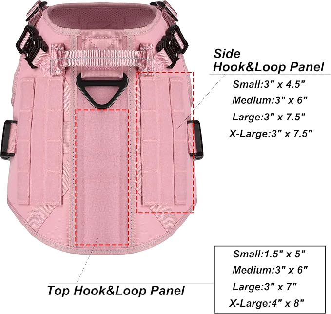 ICEFANG Tactical Dog Harness for Large Dogs,Reflective No Pull Dog Vest | with Control Handle,Adjustable,Front Hook,2 Leash Clips,Soft Padded,MOLLE Panel,Pink,Large - Image 3